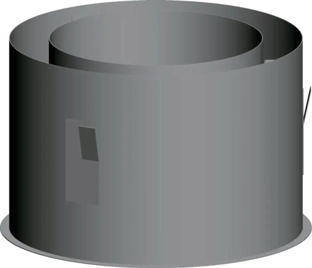 Edelstahl-Wandfutter in zylindrischer Form. An der Seite ist eine Öffnung sichtbar. Produkt von Wolf.